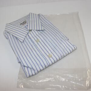 Vintage MeeYee Blue & White Stripe Button Up Shirt NOS Mens Size S